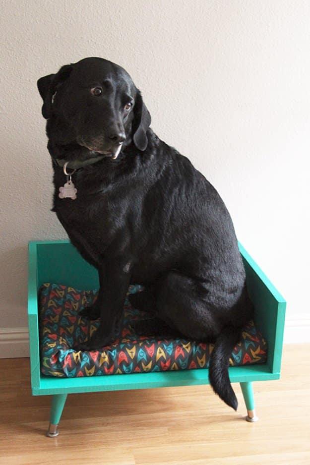 DIY Mid Century Style Dog Bed, light on tools, just what is already in the drawer and a statement worth the extra effort