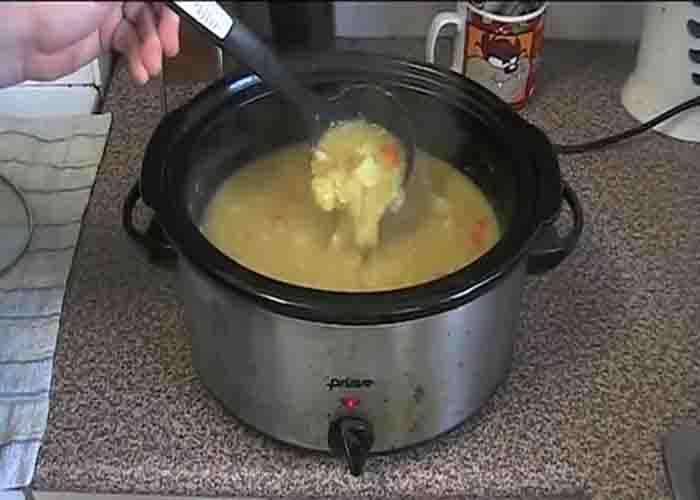 Slow cooking the winter vegetable soup