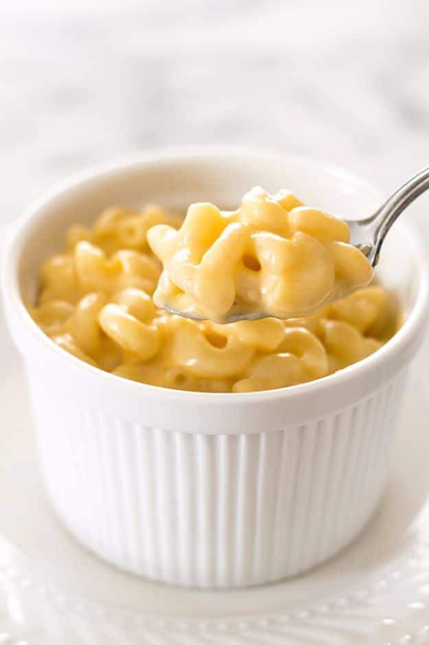 Creamy single serving mac and cheese in a bowl, an easy quick from scratch comfort food recipe for one