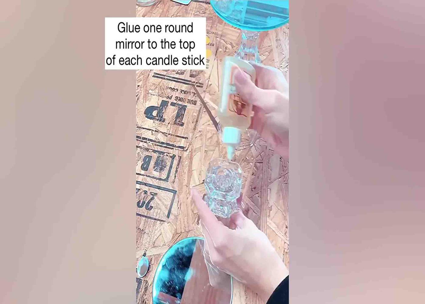 Making the first style for the diy dollar store candle holders