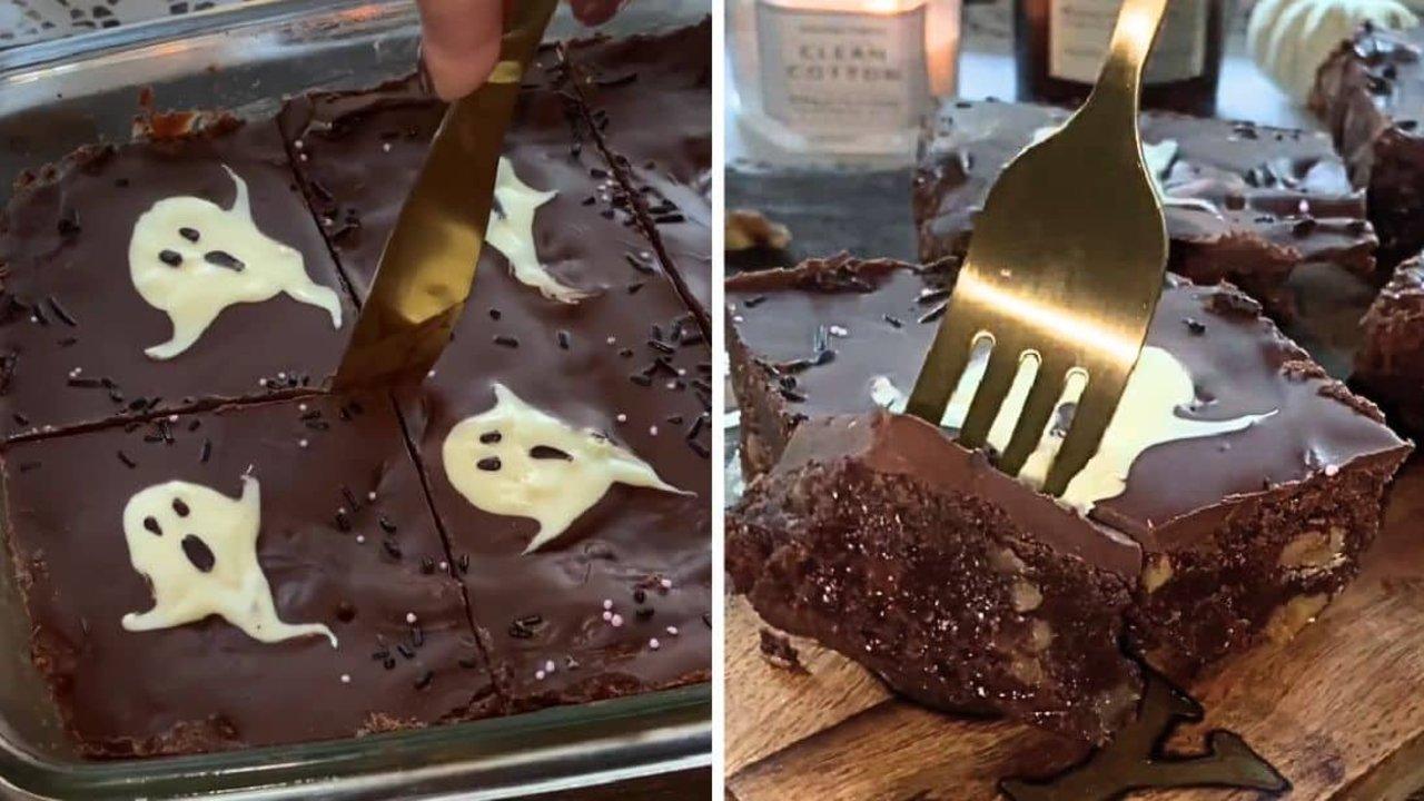 Easy Spooky Ghost Walnut Brownies Recipe