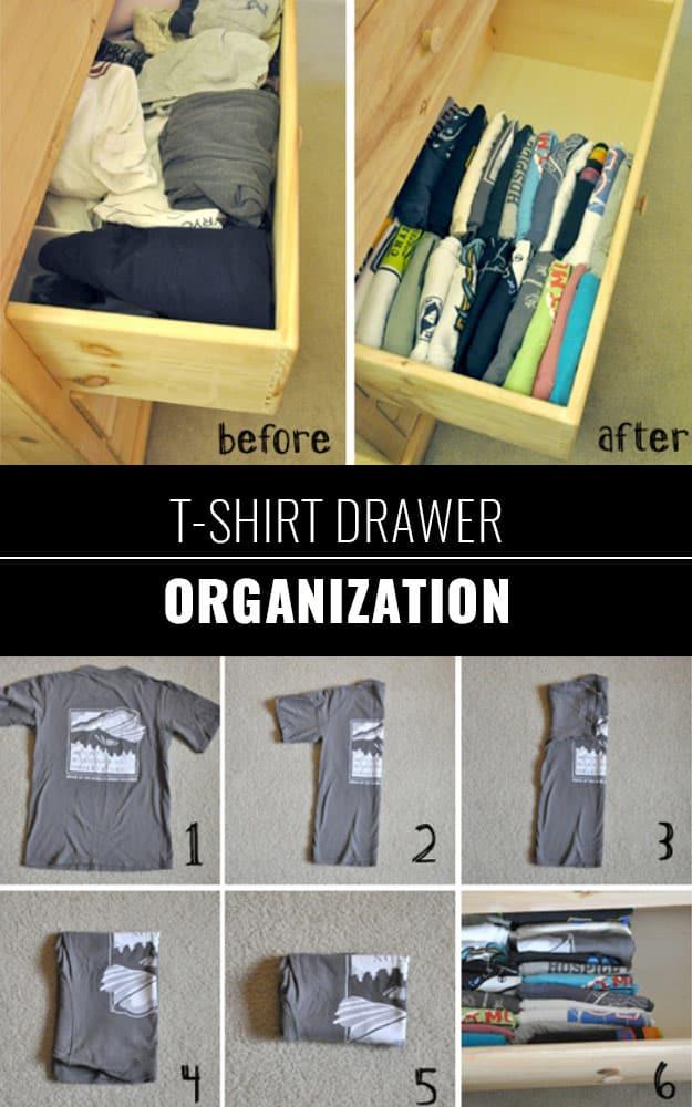 T-Shirt Drawer Organization, a simple way to make something feel more special and a fresh take on a classic idea