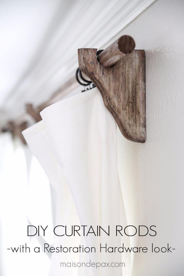 DIY Curtain Rods, a vintage inspired element, low effort once the supplies are laid out and a detail guests always ask about