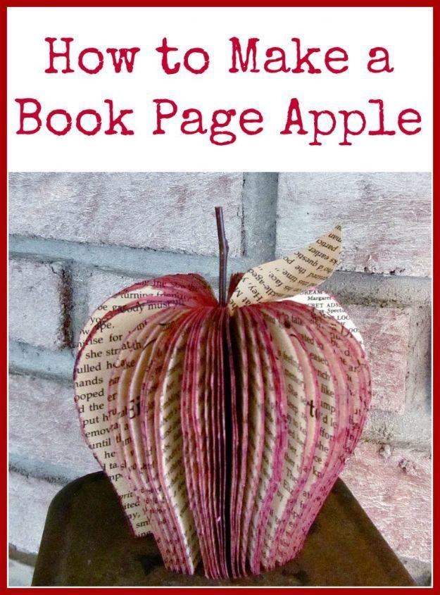 Seasonal DIY craft, easy classroom project and paper or fabric craft inspiration, highlighting a book page fruit