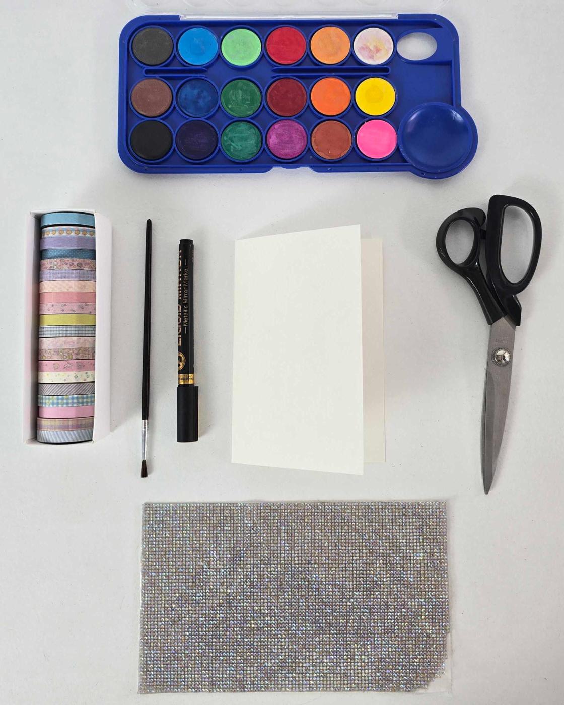 Homemade Watercolor Christmas Gift Card — materials for watercolor christmas card