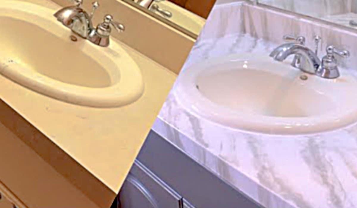 Turn Laminate Countertops Into Faux Marble