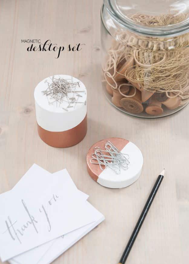 DIY Office Decorating Ideas- Magnetic Desktop Set - Do It Yourself Home Office Furniture Ideas - Desk Projects, Thrift Store Makeovers, Chairs, Office File Cabinets and Organizatio