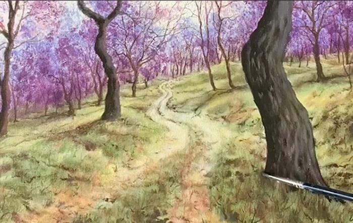 Lavender Field Acrylic Painting Tutorial