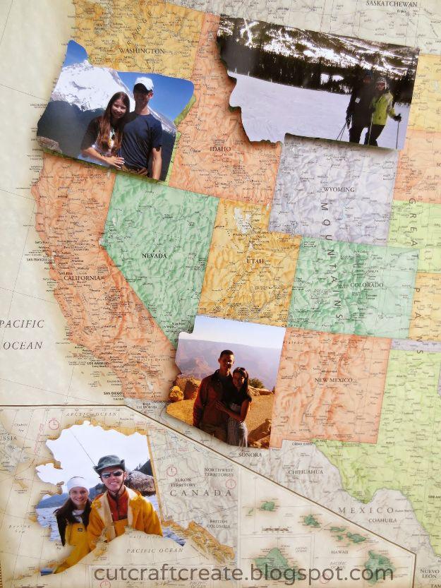 Personalized Photo Map, quick to set up on a rainy afternoon and a finishing touch that ties the room together