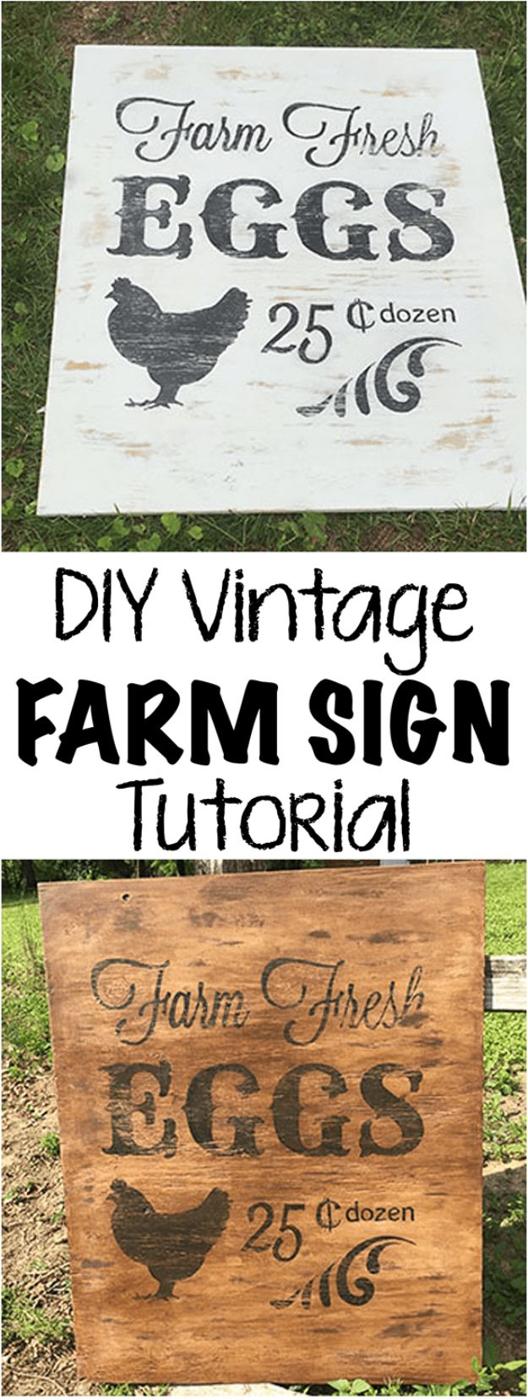 DIY Vintage Signs - DIY Vintage Farm Sign - Rustic, Vintage Sign Projects to Make At Home - Creative Home Decor on a Budget and Cheap Crafts for Living Room, Bedroom and Kitchen - 
