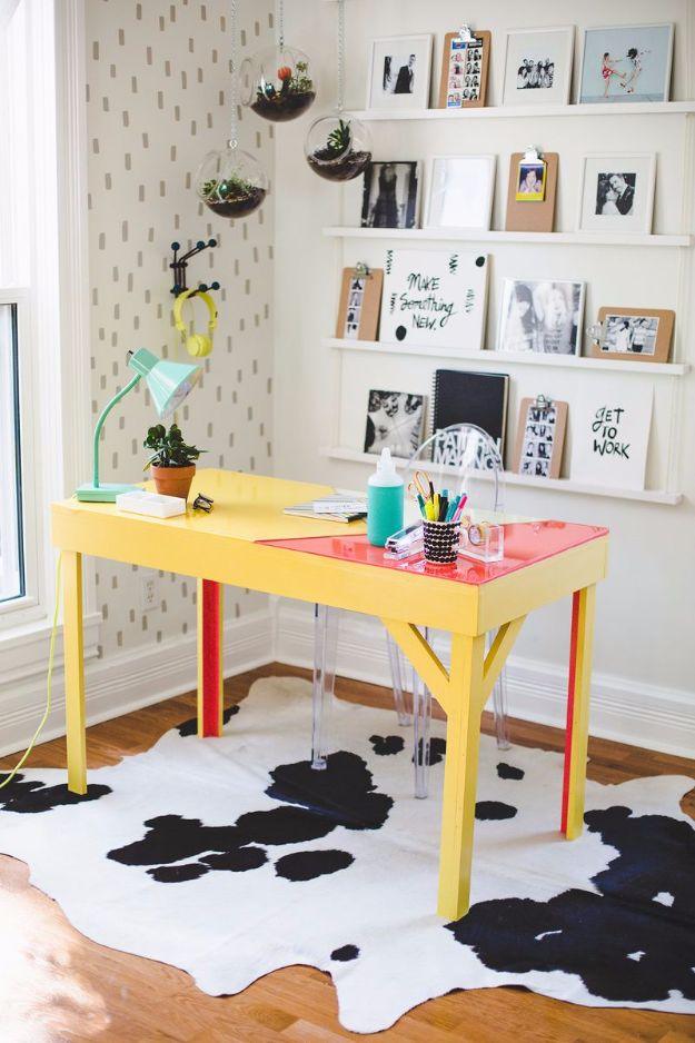 DIY Colorful Epoxy Topped Desk, simple enough for a first try and a nice way to make a plain corner feel finished