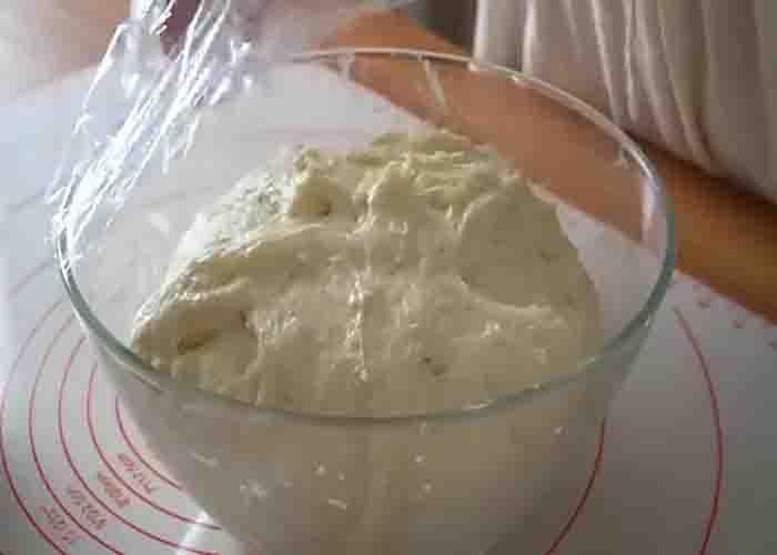 Making the dough for the pull-apart cheese garlic bread