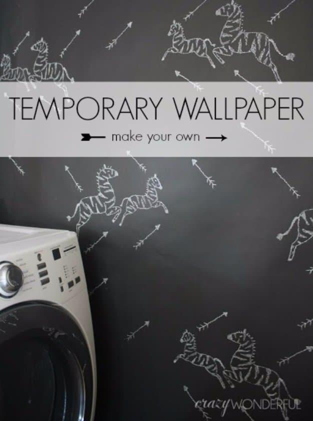 DIY Renters Decor Ideas - DIY Temporary Wallpaper - Cool DIY Projects for Those Renting Aparments, Condos or Dorm Rooms - Easy Temporary Wall Art, Contact Paper, Washi Tape and She