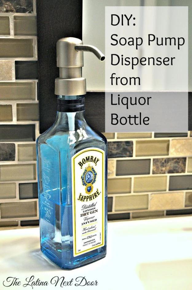 Easy DIY Soap Dispenser from Liquor Bottle, an easy weekend project with basic supplies and worth trying soon