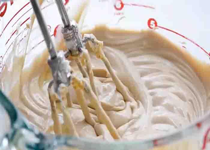 Making the cheesecake mixture for the espresso cheesecake recipe