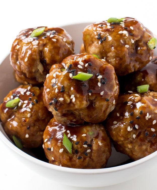 Ground Turkey Recipes - Asian Turkey Meatballs - Healthy and Easy Turkey Recipe Ideas for Dinner, Lunch, Snack - Quick Crockpot and Instant Pot, Casserole, Meatballs, Pasta and Bur