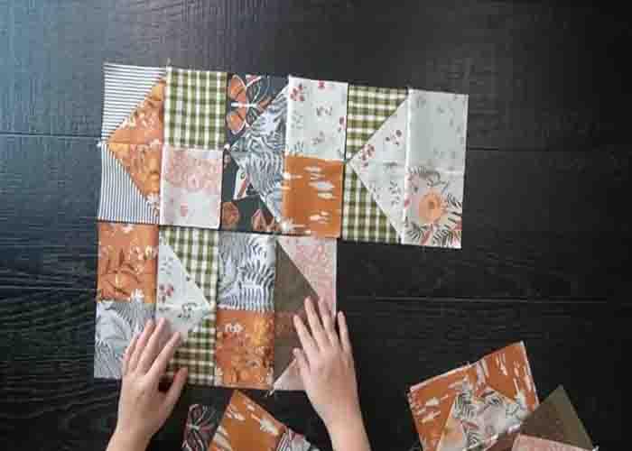 Assembling the hidden trails quilt top