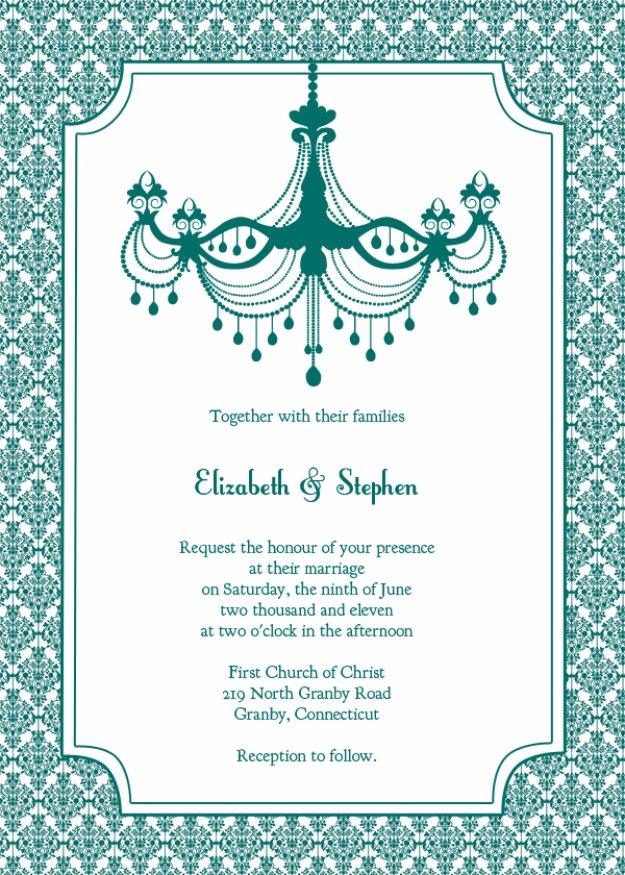 DIY Wedding Invitiations - Teal Chandelier Wedding Invitation - Templates, Free Printables and Wording | Tutorials for Unique, Rustic, Elegant and Vintage Homemade Invites #wedding