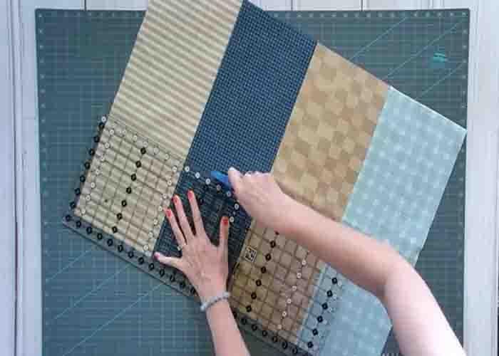 Cutting the block to make the fat eight flip quilt