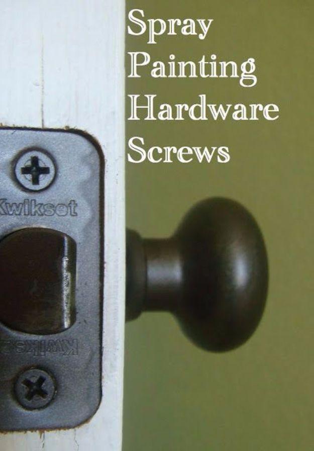 Spray Painting Tips and Tricks - Spray Painting Hardware Screws - Home Improvement Ideas and Tutorials for Spray Painting Furniture, House, Doors, Trim, Windows and Walls - Step by