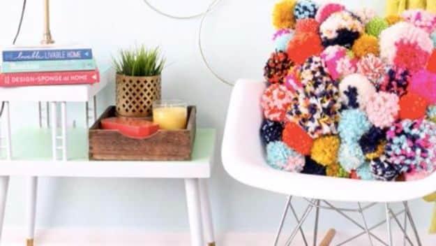 DIY Pom Pom Pillows, a simple craft using basic supplies on hand and a fun way to try a new fiber craft