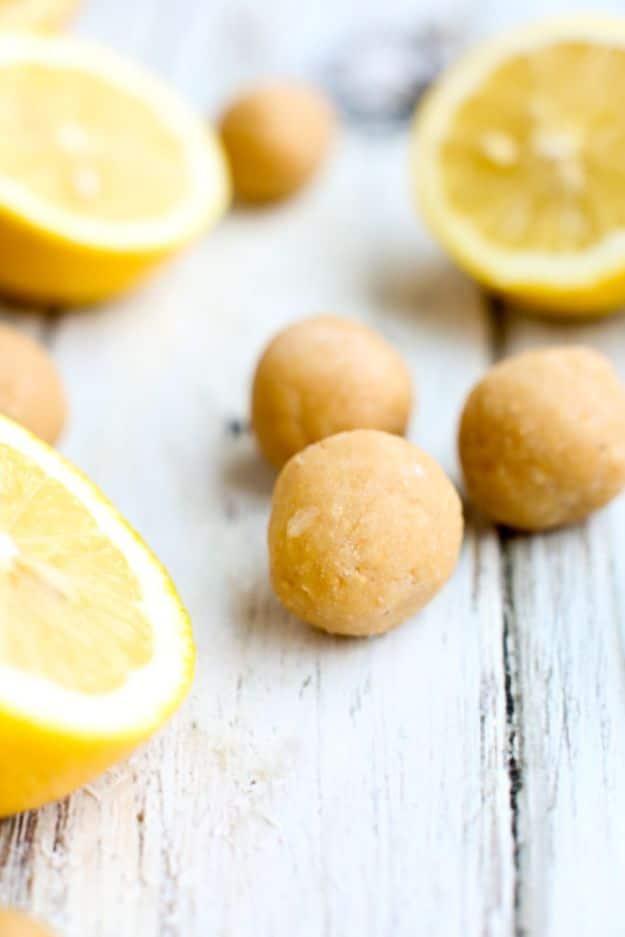 Low Sugar Dessert Recipes - Lemon Coconut Energy Balls - Healthy Desserts and Ideas for Healthy Sweets Without Much Sugar - Raw Foods and Easy Clean Eating Dessert Tips, Keto Diet