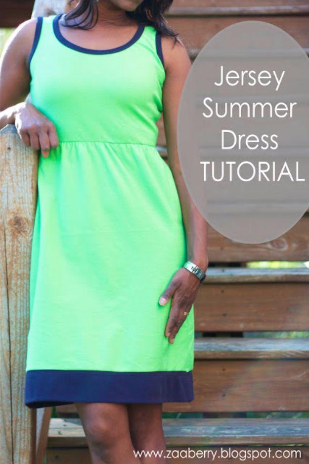 DIY Dresses to Sew for Summer - Jersey Summer Dress - Best Free Patterns For Dress Ideas - Easy and Cheap Clothes to Make for Women and Teens - Step by Step Sewing Projects - Short