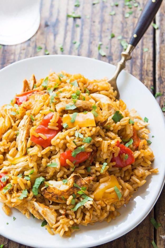 Cajun chicken and rice in one pot with bell pepper, onion and seasoned rice, an easy weeknight dinner