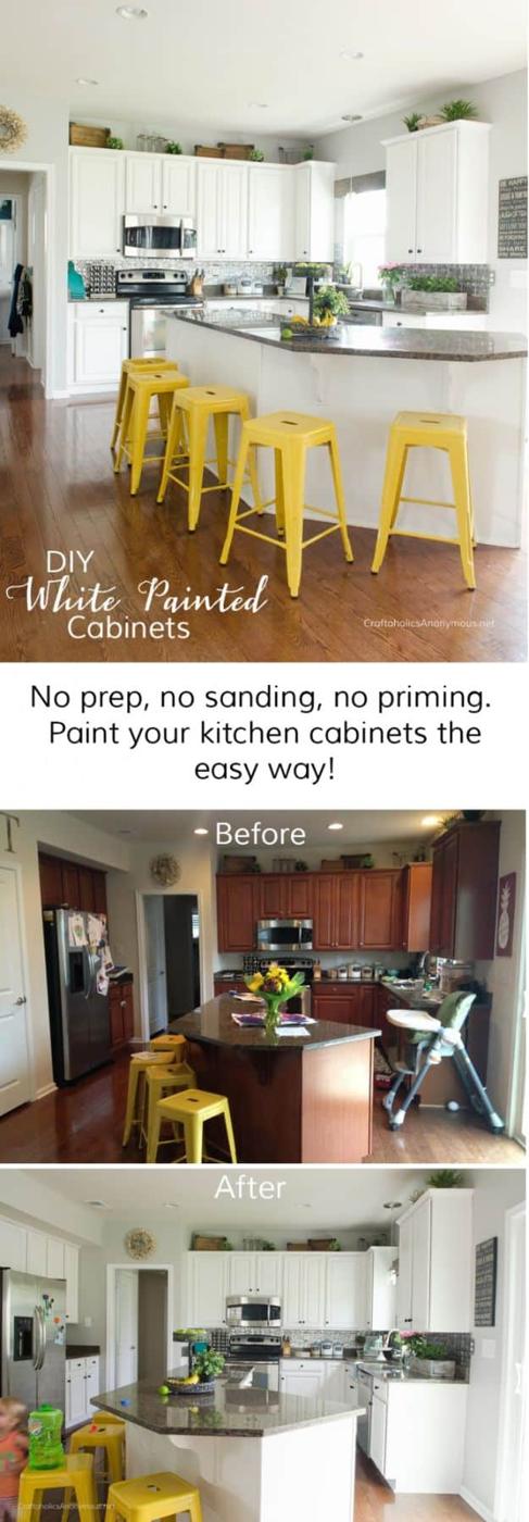 Paint Kitchen Cabinets with Chalk Paint, a budget friendly DIY kitchen cabinet idea and it looks great in person