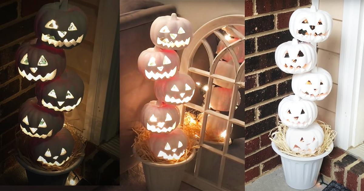DIY Dollar Tree Jack-O-Lantern Topiary