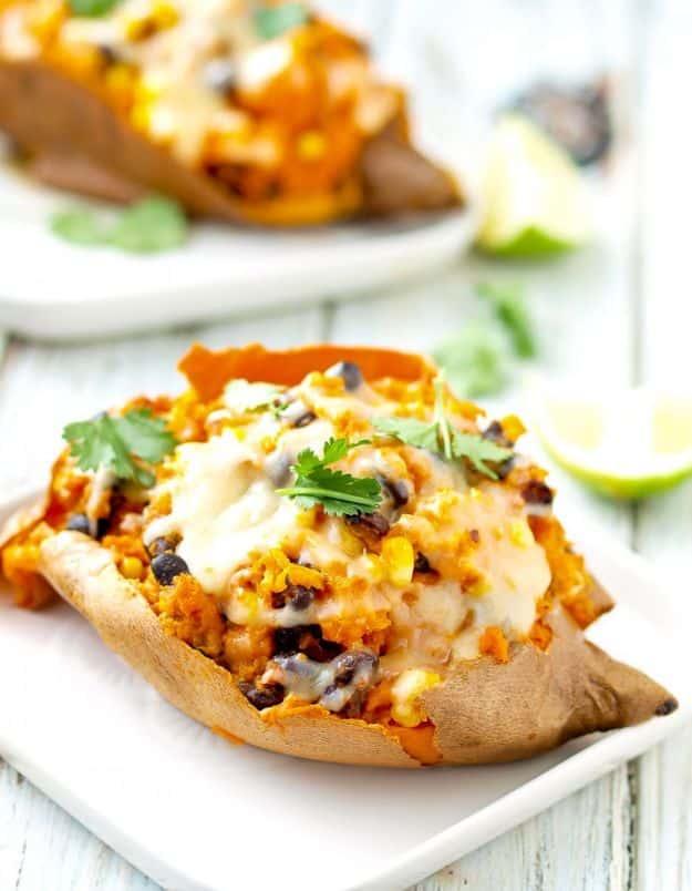Sweet Potato Recipes - Southwest Stuffed Sweet Potatoes - Easy Recipe Ideas for Sweet Potatoes in the Crockpot, Casserole Dishes, Baked, Mashed, Candied and Roastedd - Healthy Vers