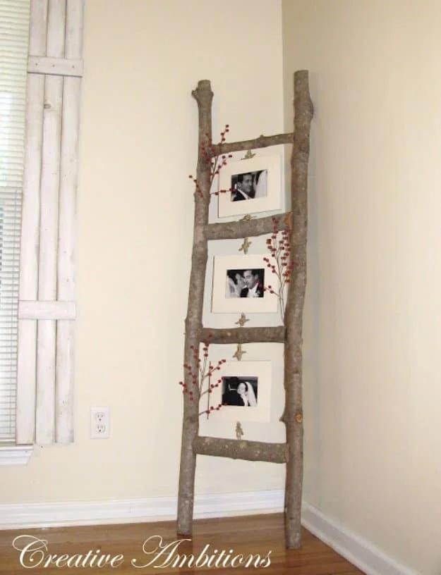 DIY Rustic Photo Ladder, friendly for a beginner working with basic tools and a result sturdy enough for daily use