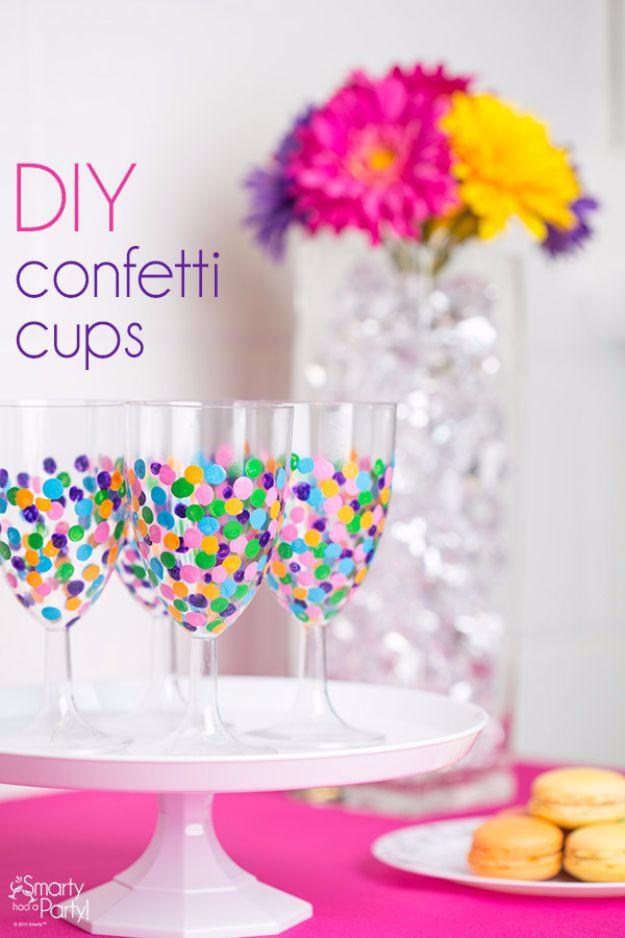 Last Minute Christmas Gifts - DIY Confetti Cups - Quick DIY Gift Ideas and Easy Christmas Presents To Make for Mom, Dad, Family and Friends - Dollar Store Crafts and Cheap Homemade