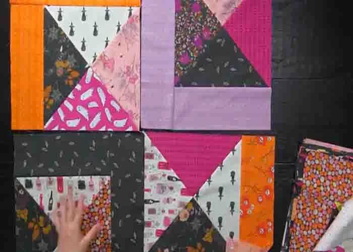 Assembling the creaky cabin quilt top