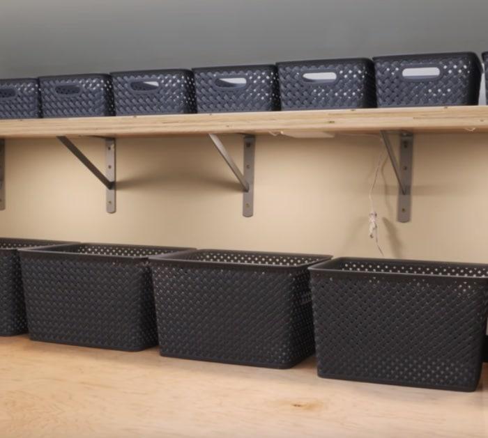 learn how to do a complete laundry room makeover with new shelves