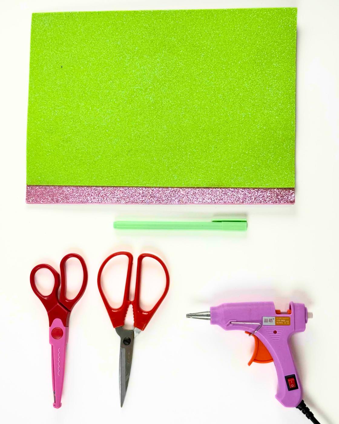 Homemade Glitter Foam Flower Pen