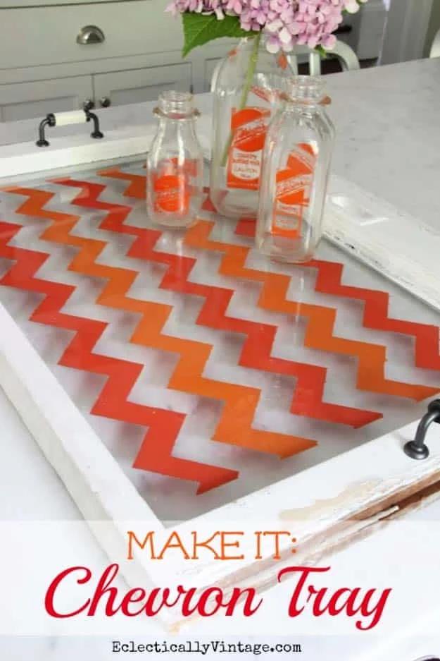 Chevron Tray, budget friendly using stuff already sitting in a bin and a project worth saving for a free weekend
