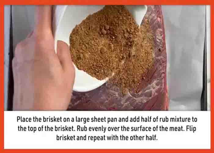 Rubbing the brisket with the herb mixture