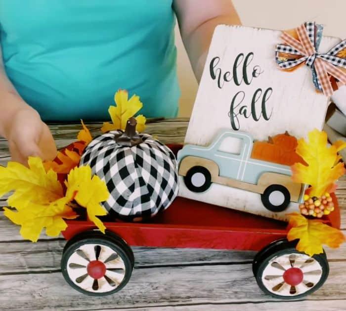 How To Make Dollar Tree DIY Fall Wagon Décor