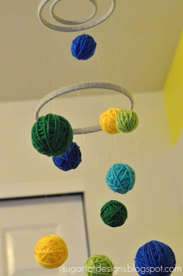 DIY Yarn Mobile, a handmade project perfect for a cold evening and a creative way to add texture with yarn