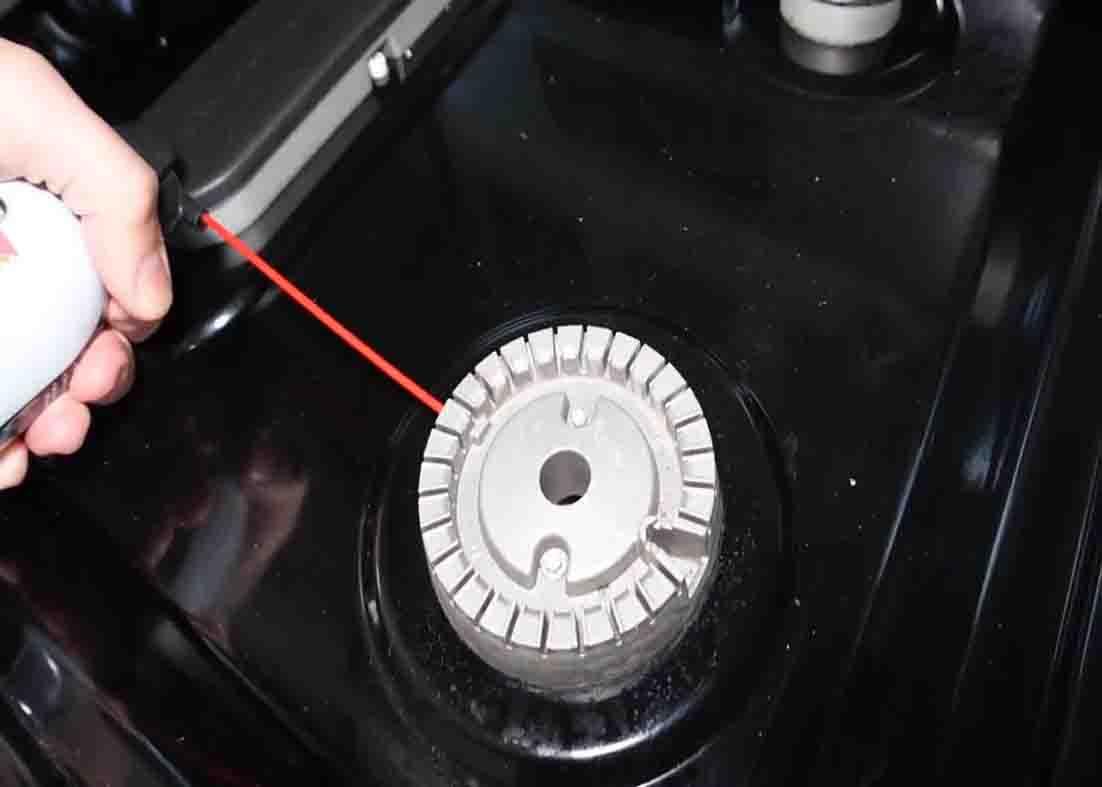 You can also use a compressed air to fix the igniter of the burner