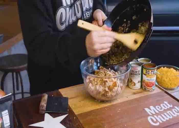 Combining all the ingredients for the king ranch casserole