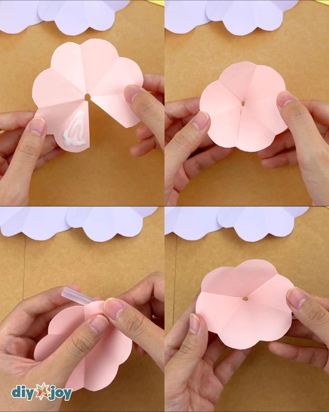 Homemade Paper Rose — gluing the petals