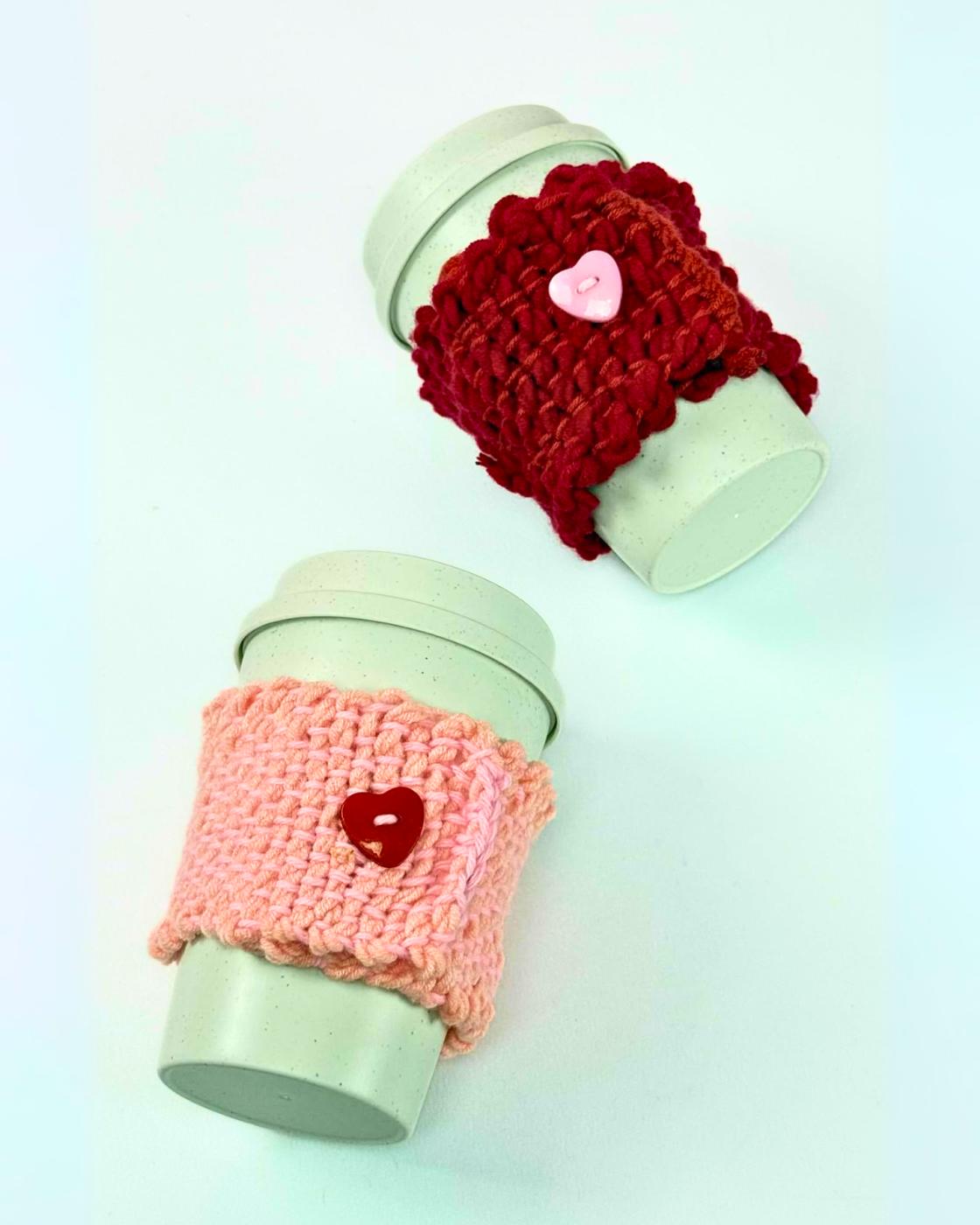 Woven Yarn Mug Cozy — step-by-step woven yarn mug cozy