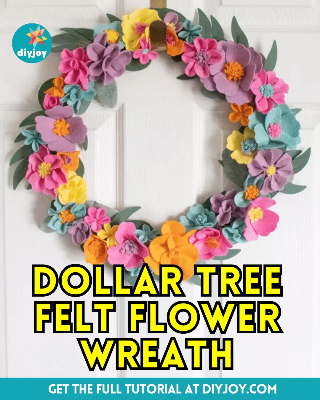 Easy Dollar Tree Felt Flower Wreath Tutorial