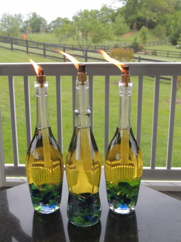 DIY Wine Bottle Tiki Torch, a backyard project idea, simple enough for a first try and a satisfying finish for not much work