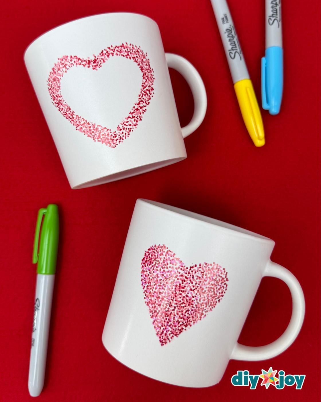 Customized Mug Using Sharpie — easy heart prints on a mug using sharpie