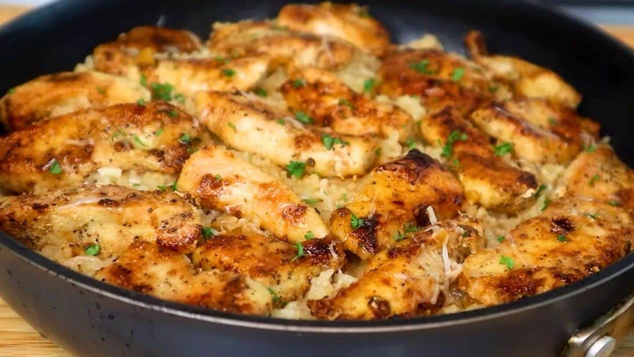 Chicken Scampi With Garlic Parmesan Rice