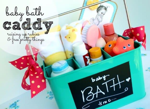 Baby Bath Caddy, a DIY baby shower gift, an easy way to make a gift feel more personal and a nice change of pace