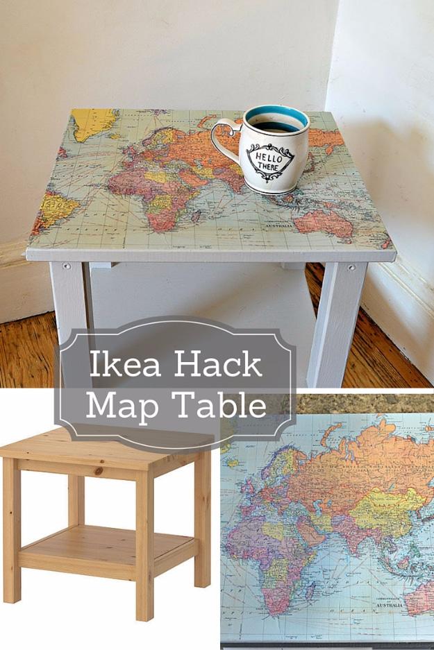 IKEA Hack Map Table, quick to put together in an afternoon and a clever way to reuse scraps you already have